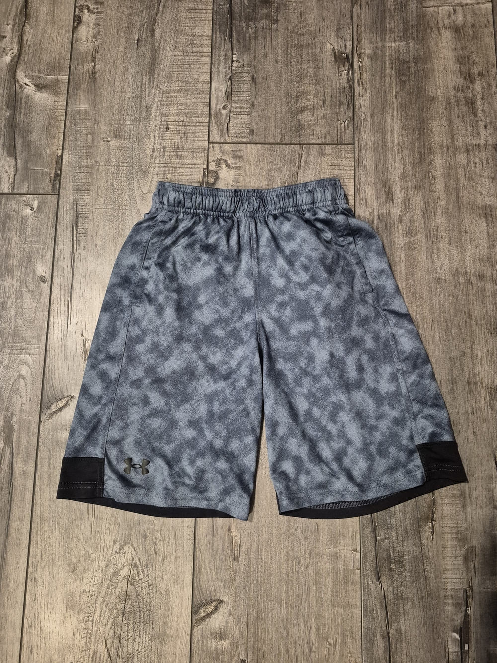 Under Armour Boys Slate Blue Marbled Athletic Shorts Size Youth Large